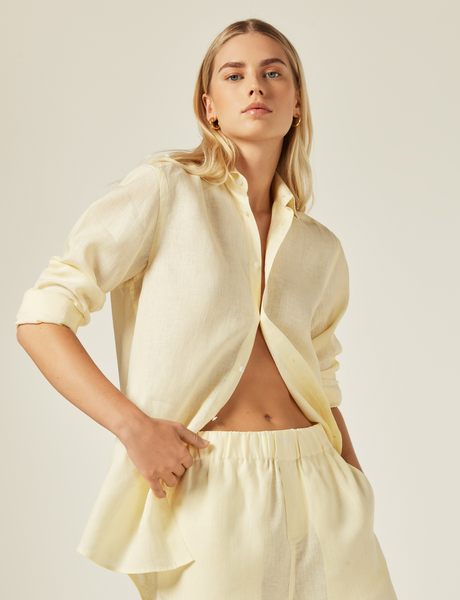 Linen yellow clearance shirt