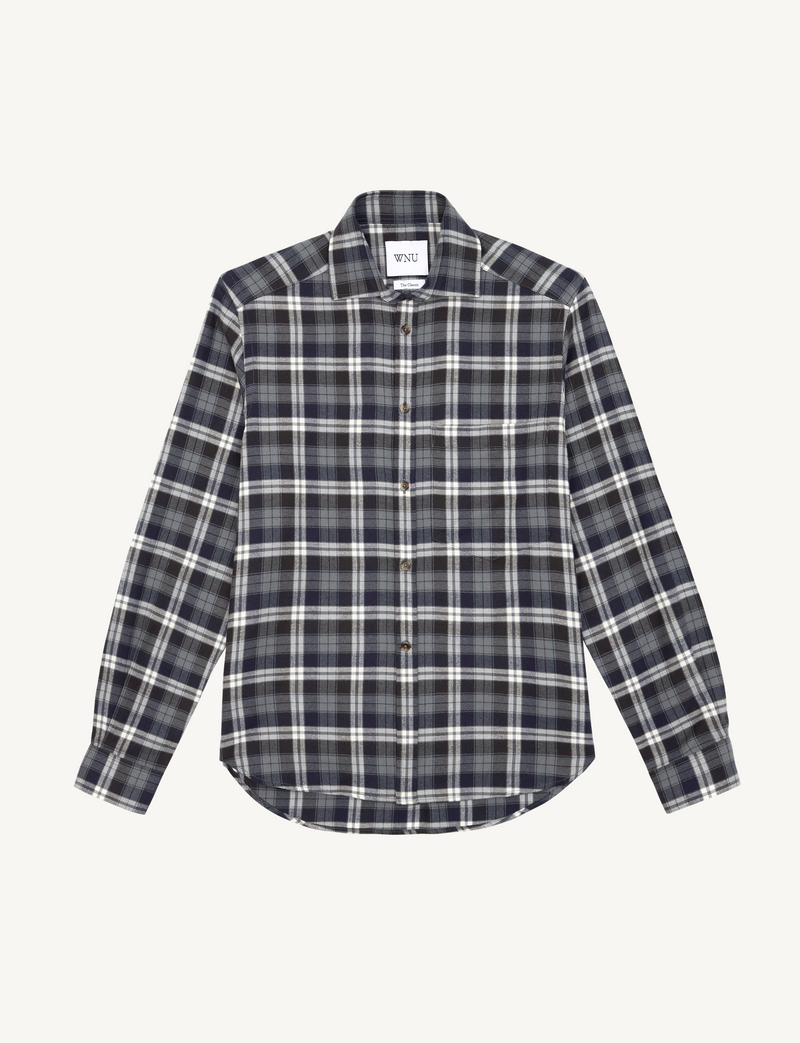 The Classic: Fine Brushed, Heritage Navy Plaid – With Nothing Underneath