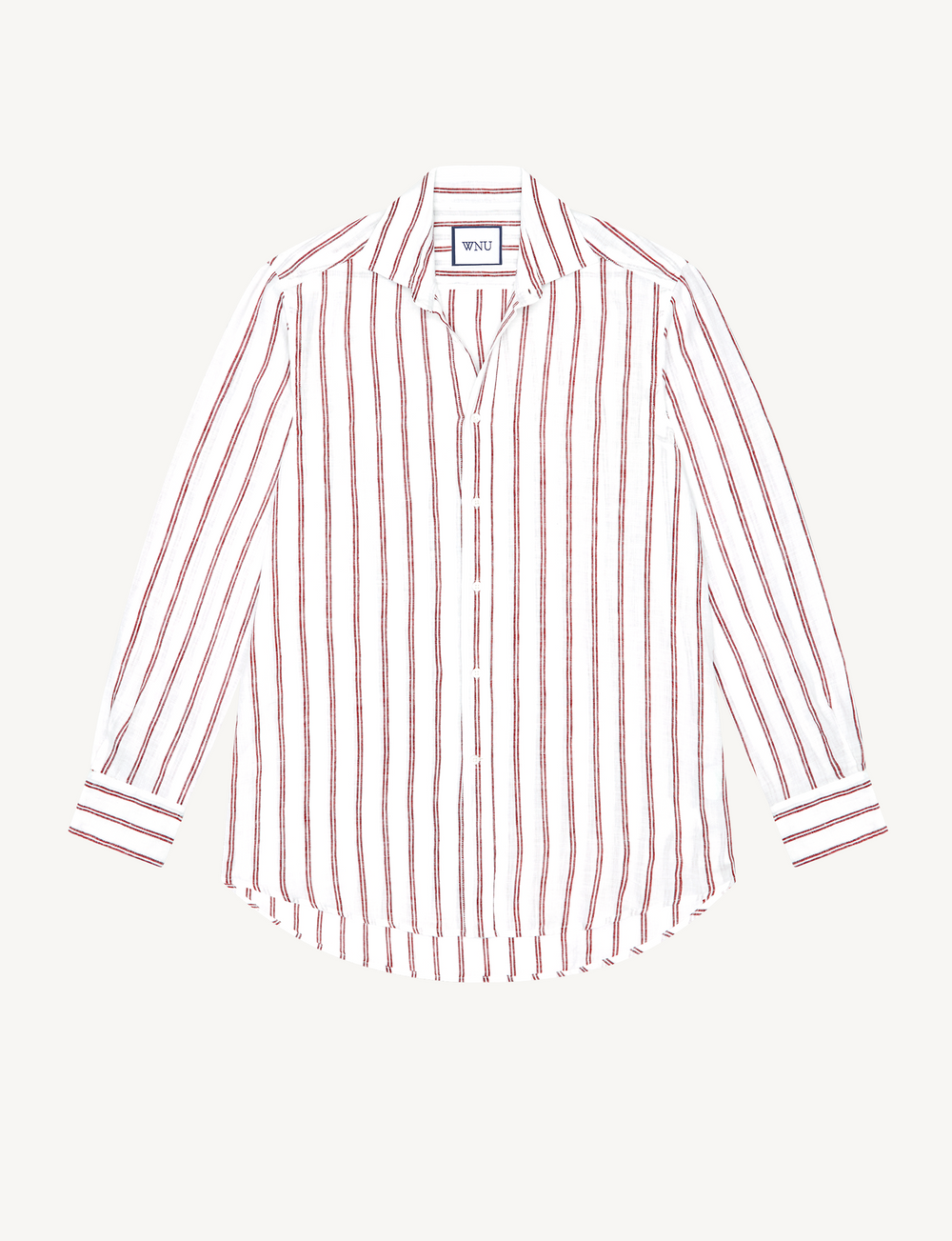 The Boyfriend: Linen, Burgundy Double Stripe