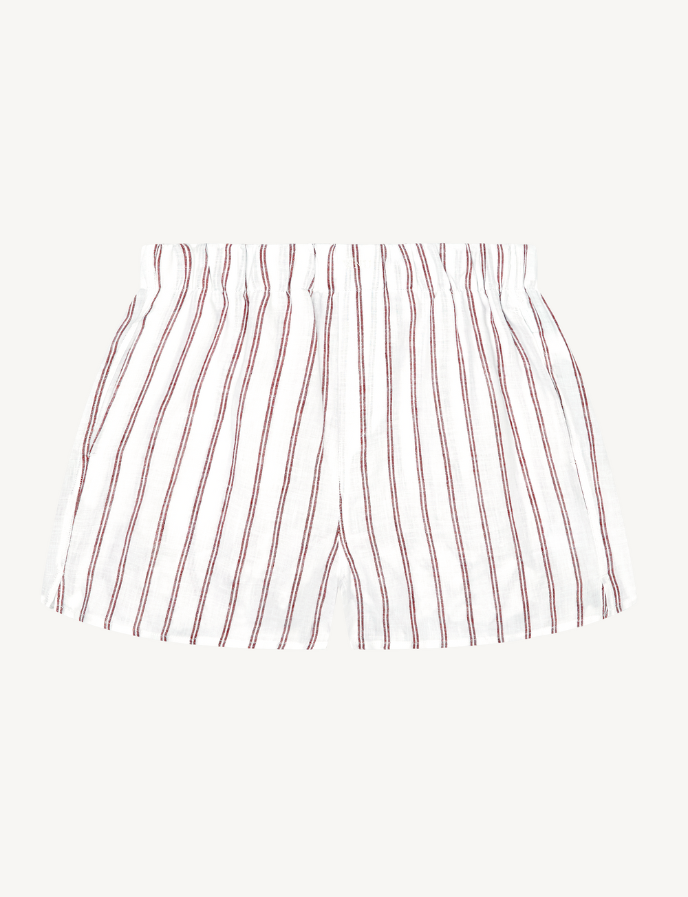 The Boxer: Linen, Burgundy Double Stripe