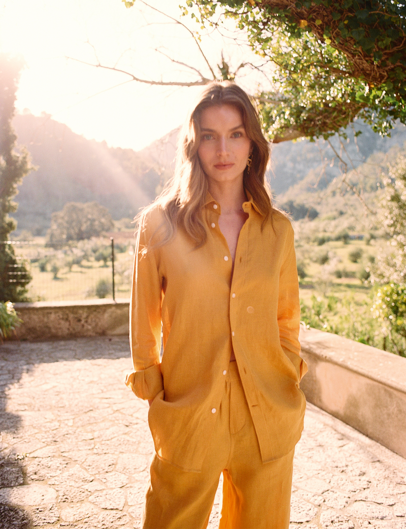 The Palazzo Set: Linen, Mustard Yellow