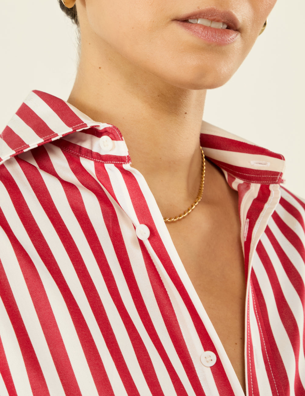 The Boyfriend: Tencel, Maple Red Stripe