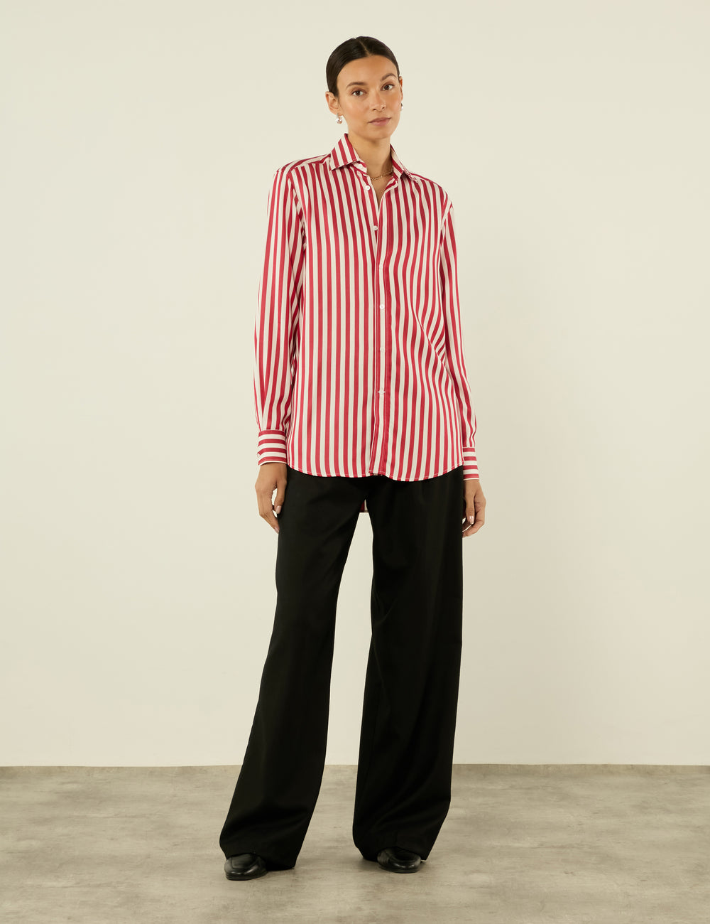 The Boyfriend: Tencel, Maple Red Stripe