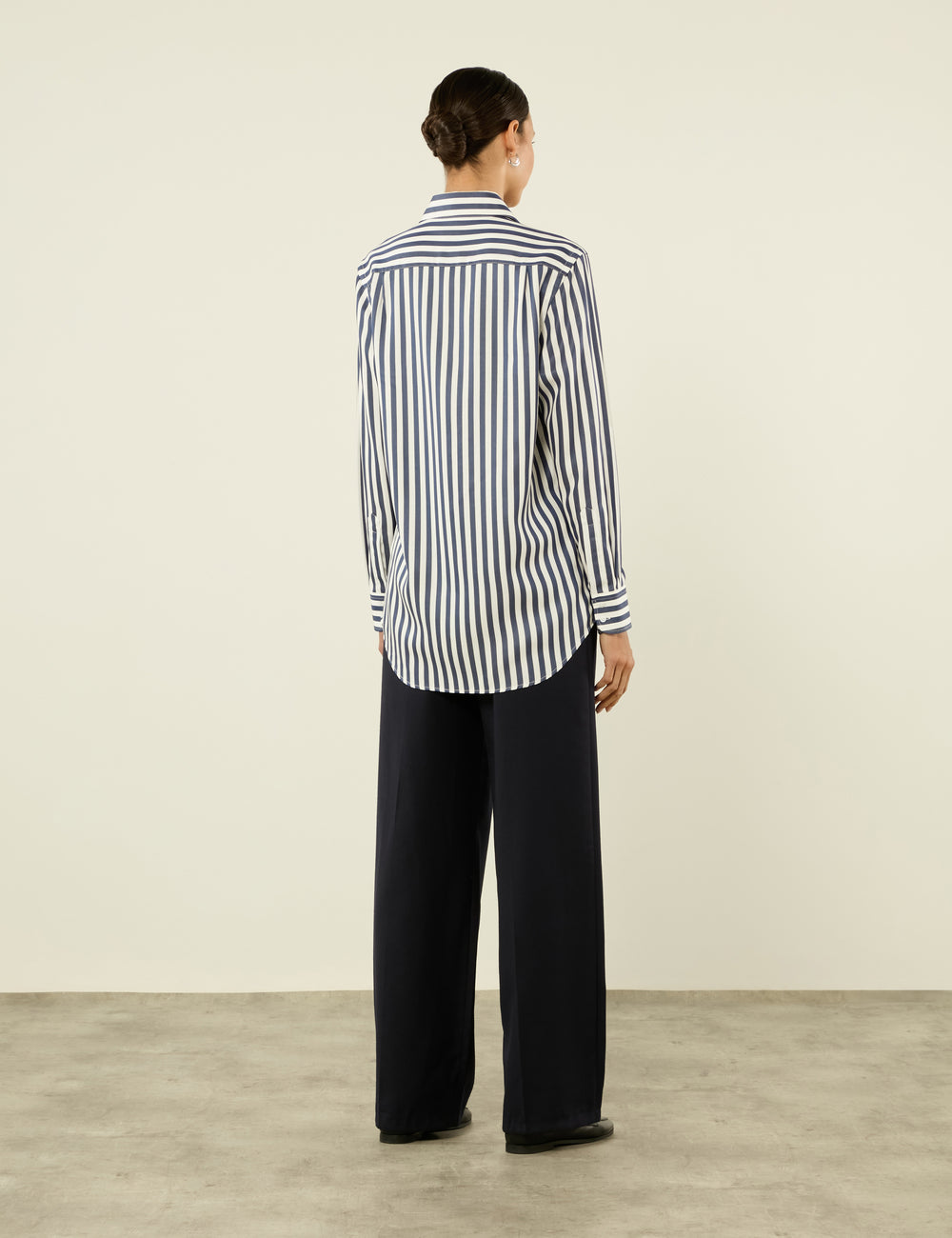 The Boyfriend: Tencel™ Lyocell, Navy Blue Stripe