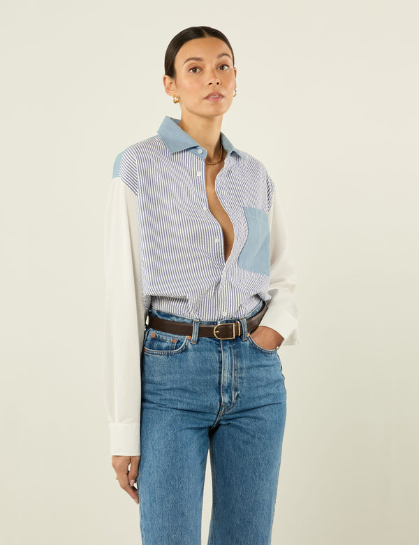 The Oversized: Chambray, Blue Patchwork