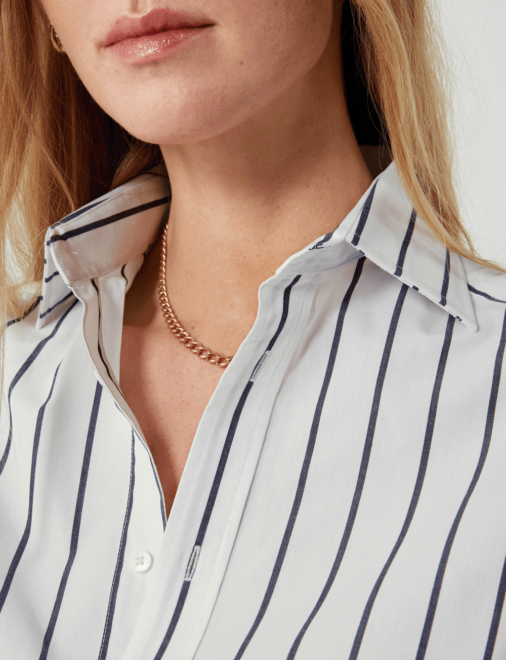 The Boyfriend: Fine Poplin, Midnight Blue Stripe