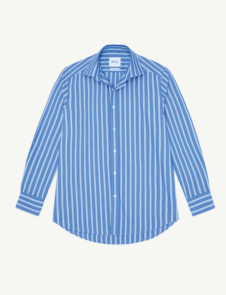 The Boyfriend: Fine Poplin, Blue Multi Stripe – With Nothing Underneath