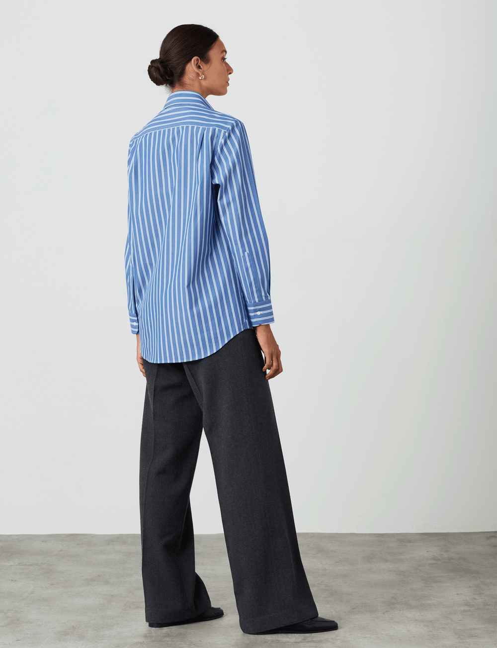 The Boyfriend: Fine Poplin, Blue Multi Stripe