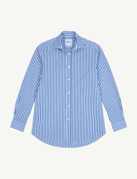 The Boyfriend: Fine Poplin, Royal Blue Stripe – With Nothing Underneath