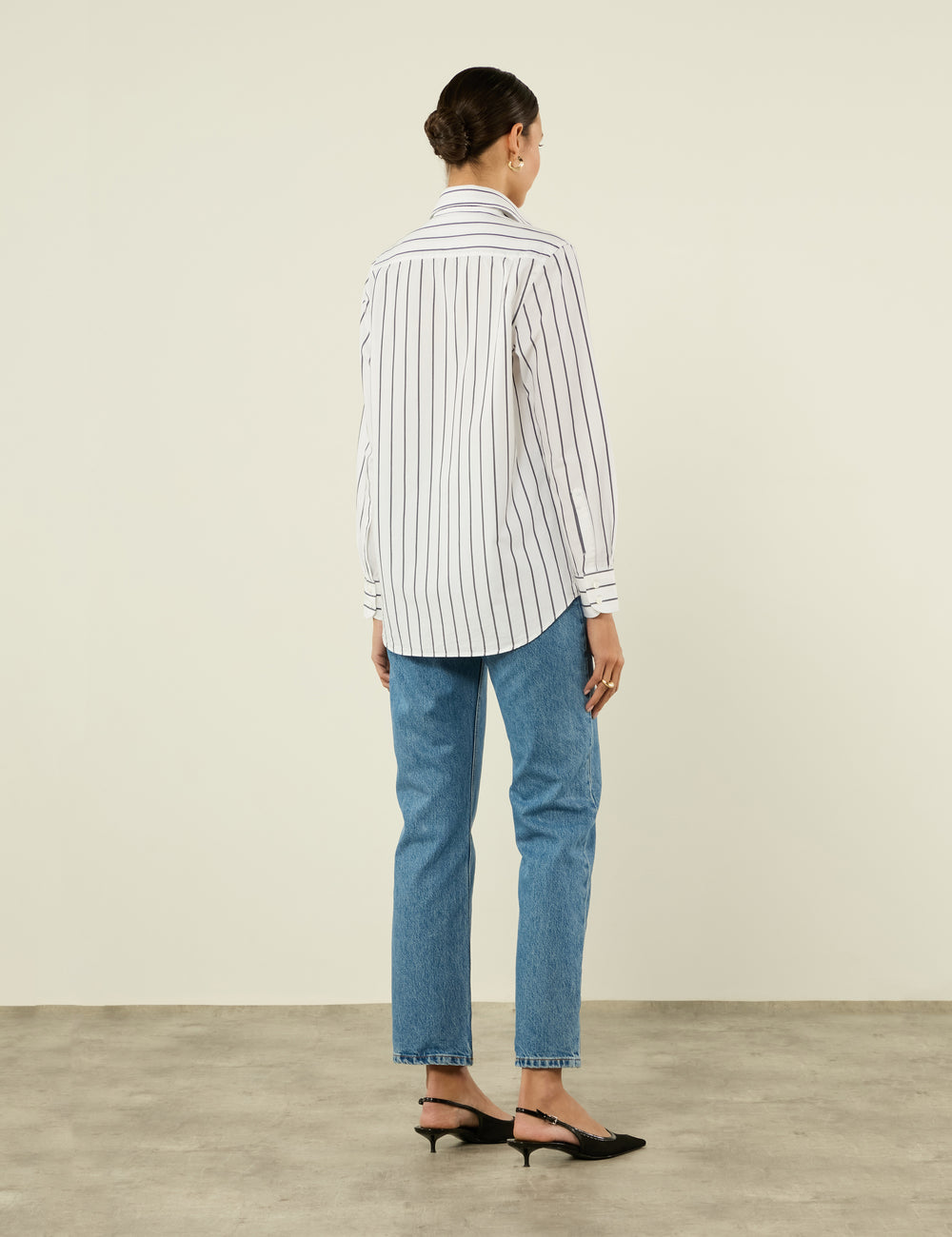 The Boyfriend: Fine Poplin, Midnight Blue Stripe