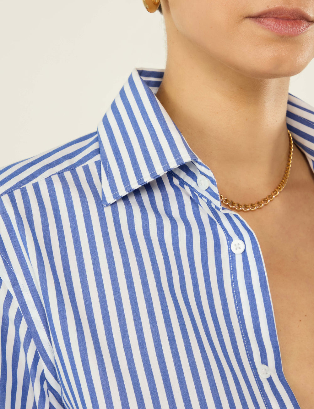 The Boyfriend: Fine Poplin, Royal Blue Stripe