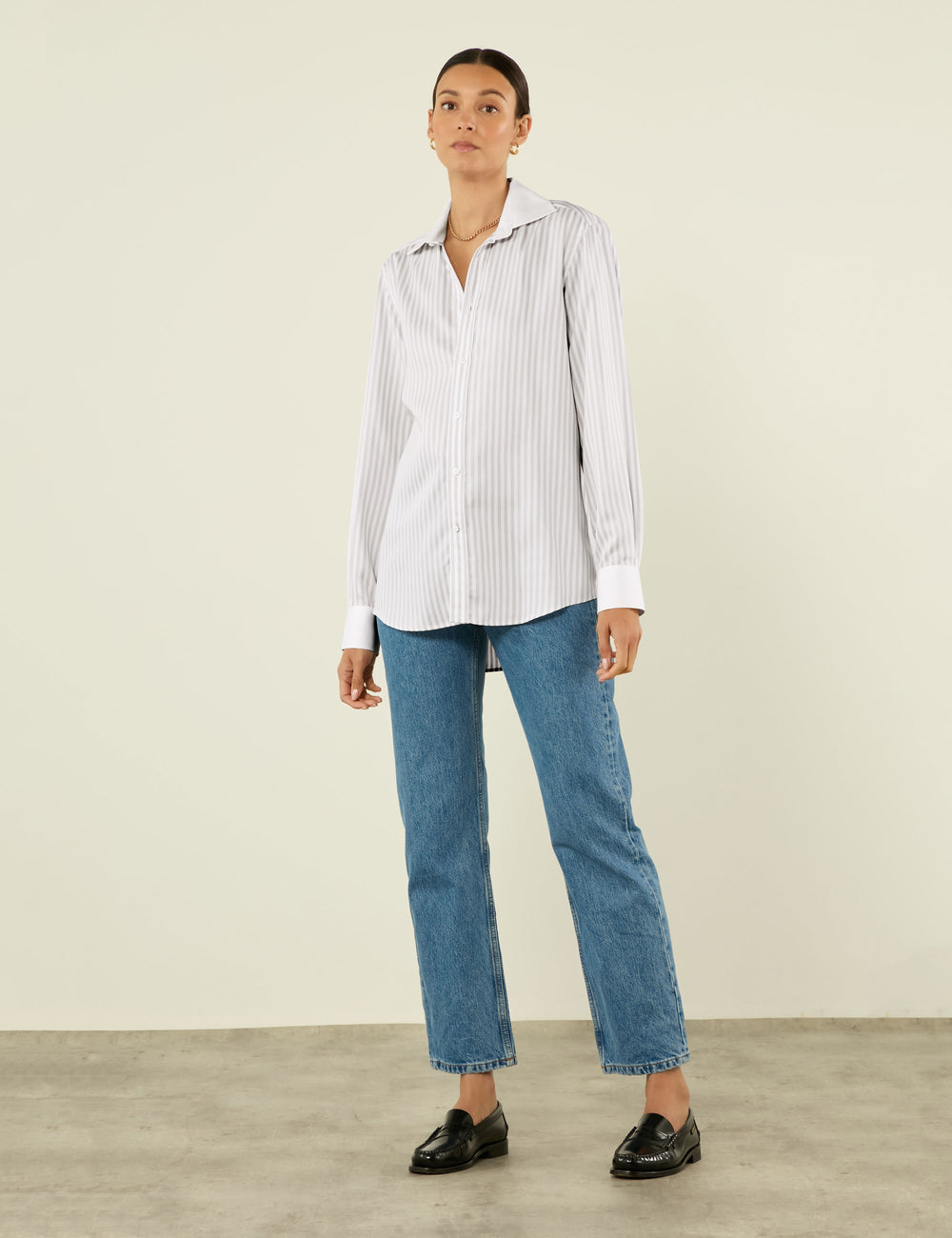 The Boyfriend Contrast: Tencel™ Lyocell, Silver Stripe