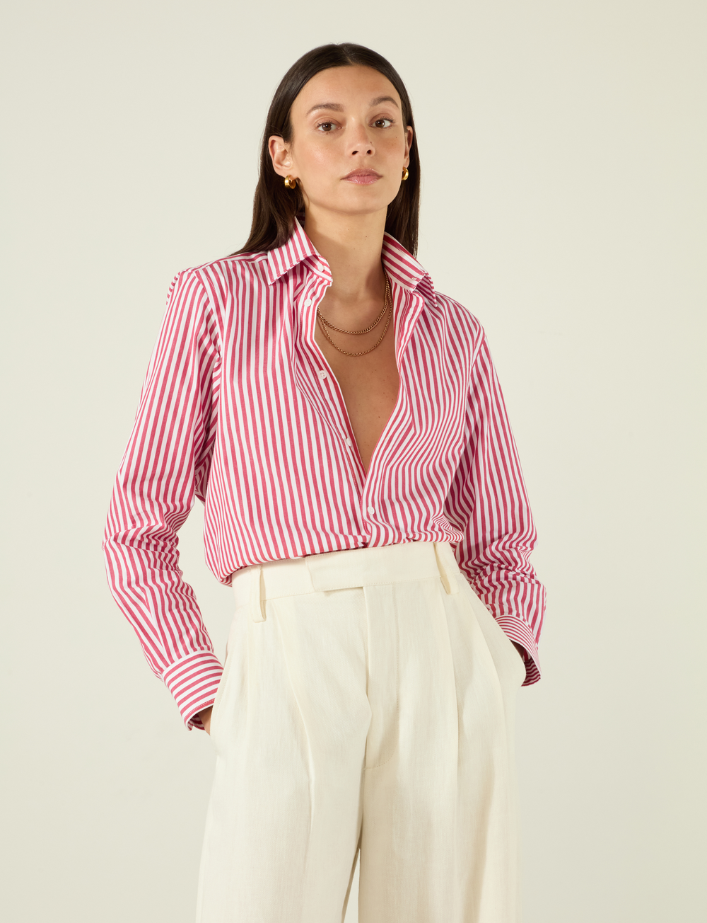 The Boyfriend: Fine Poplin, Red Stripe