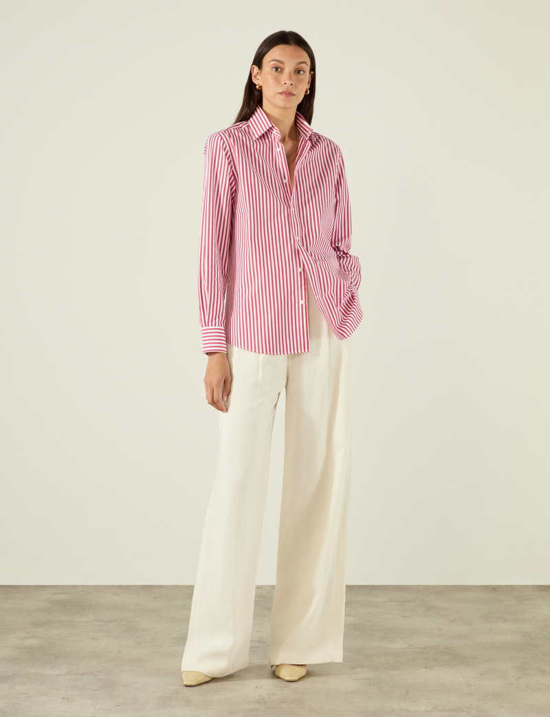 The Boyfriend: Fine Poplin, Red Stripe