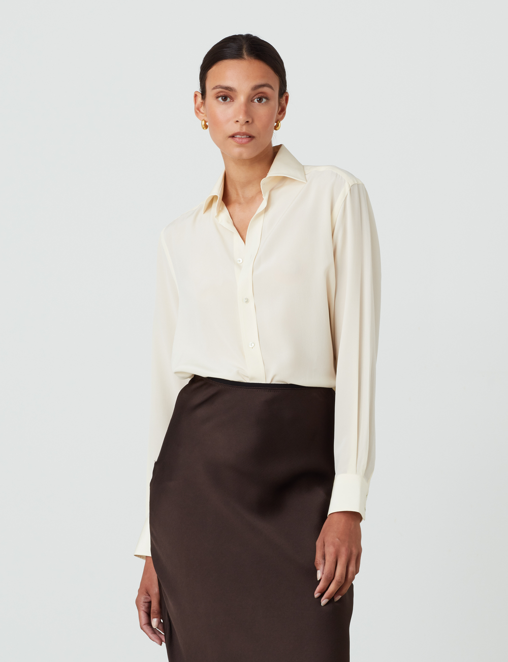 The Boyfriend: Silk Crepe de Chine, Cream