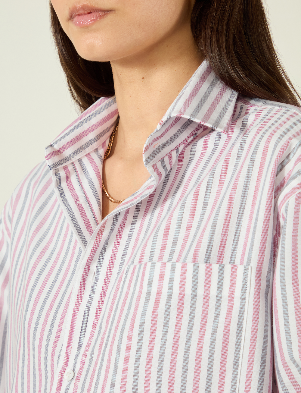 The Oversized: Oxford, Red and Navy Stripe