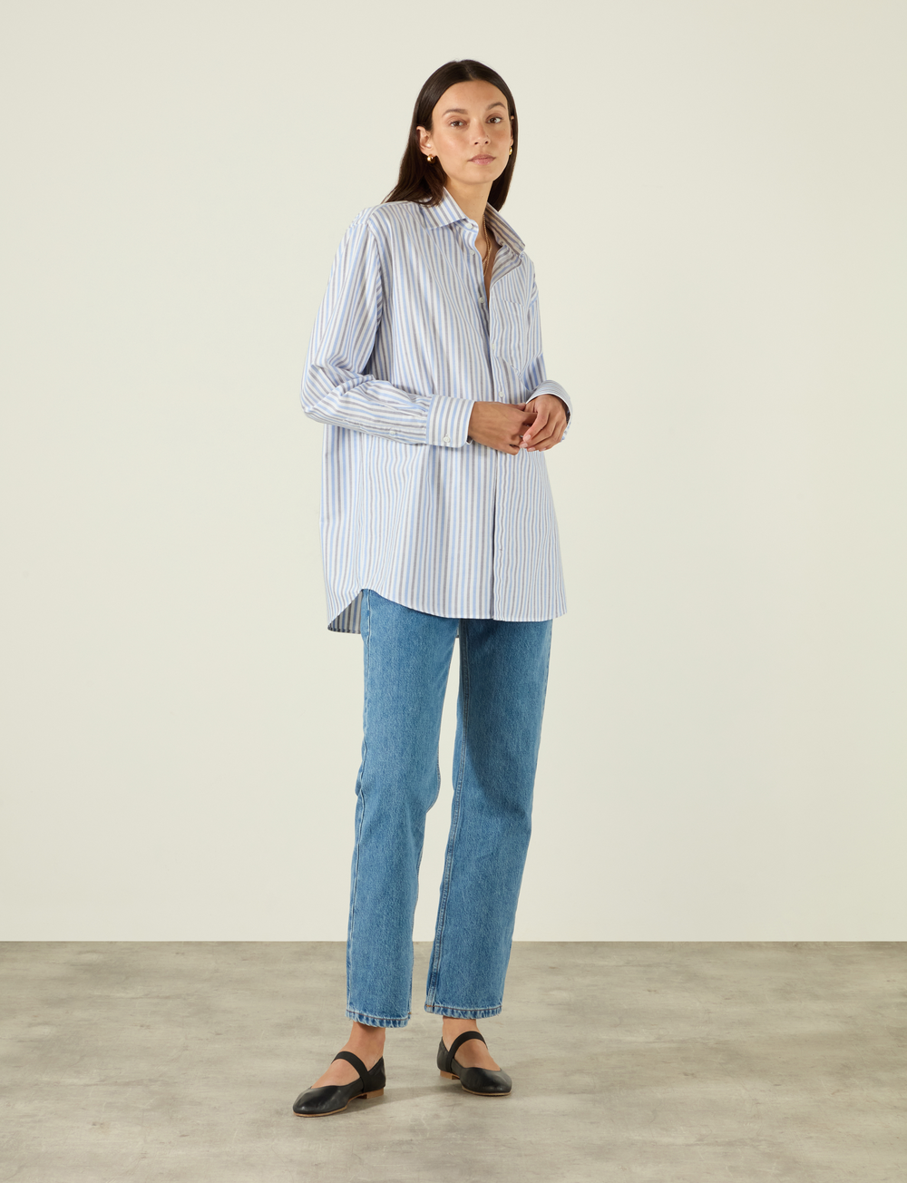 The Oversized: Oxford, Blue and Navy Stripe