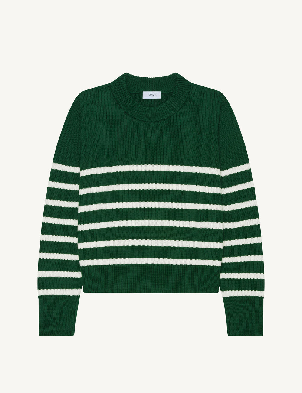 Devon Jumper: Cotton, Green and White Stripe