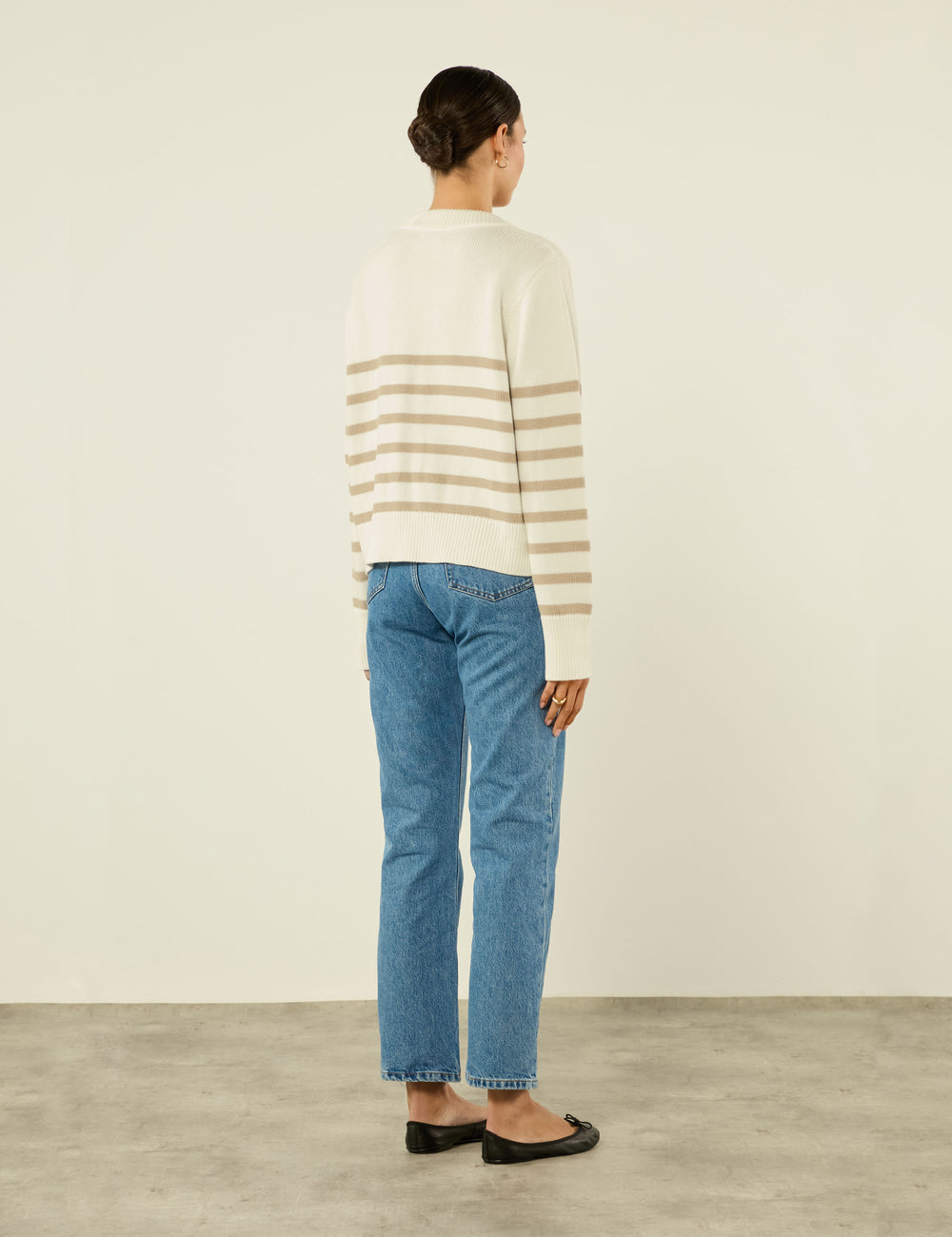 Devon Jumper: Cotton, Latte Stripe