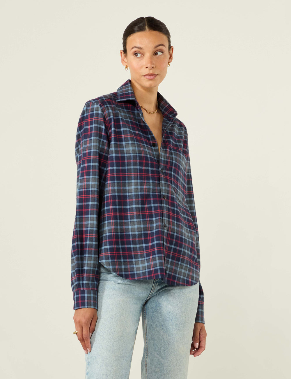 The Classic: Fine Brushed, Blue and Red Plaid