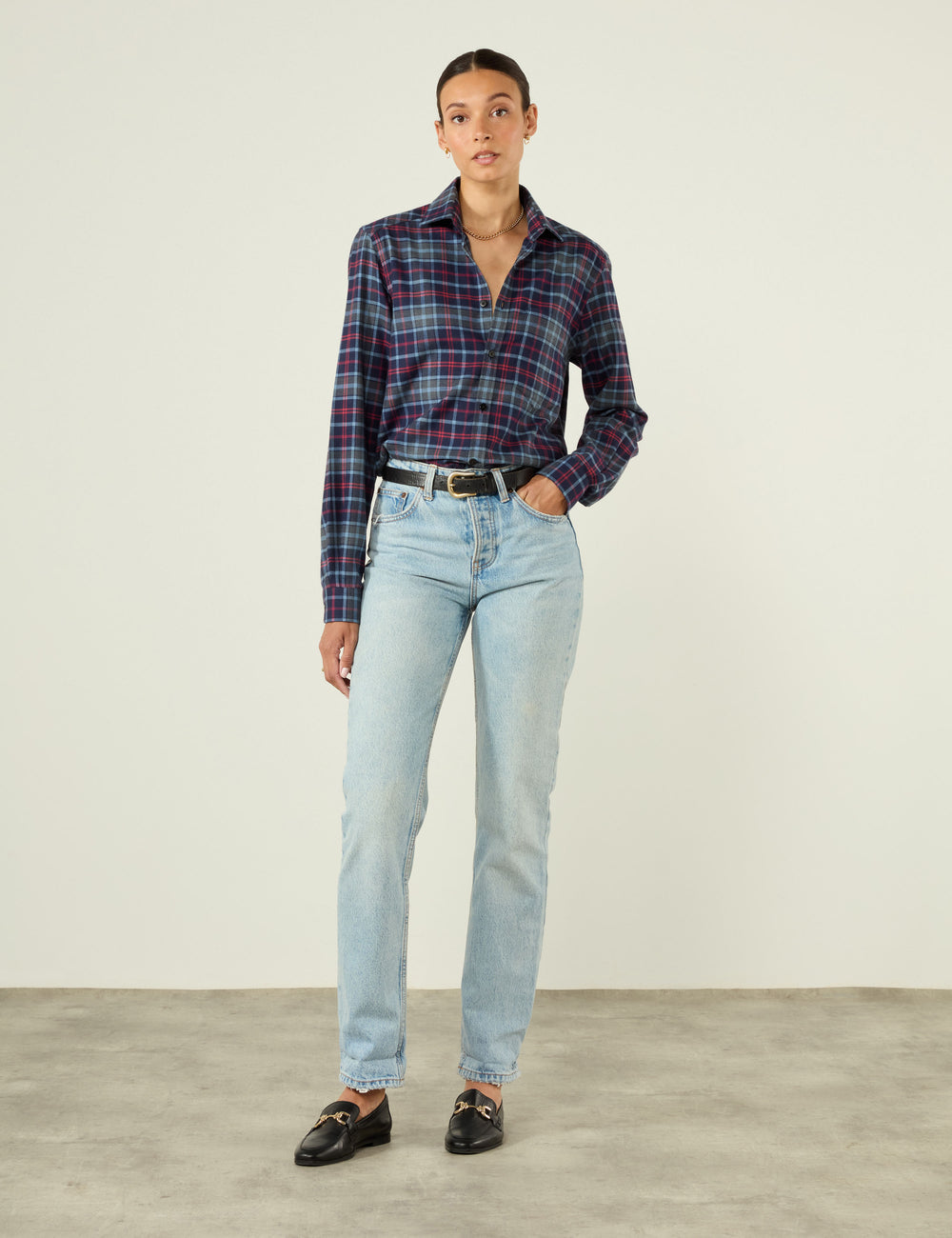 The Classic: Fine Brushed, Blue and Red Plaid