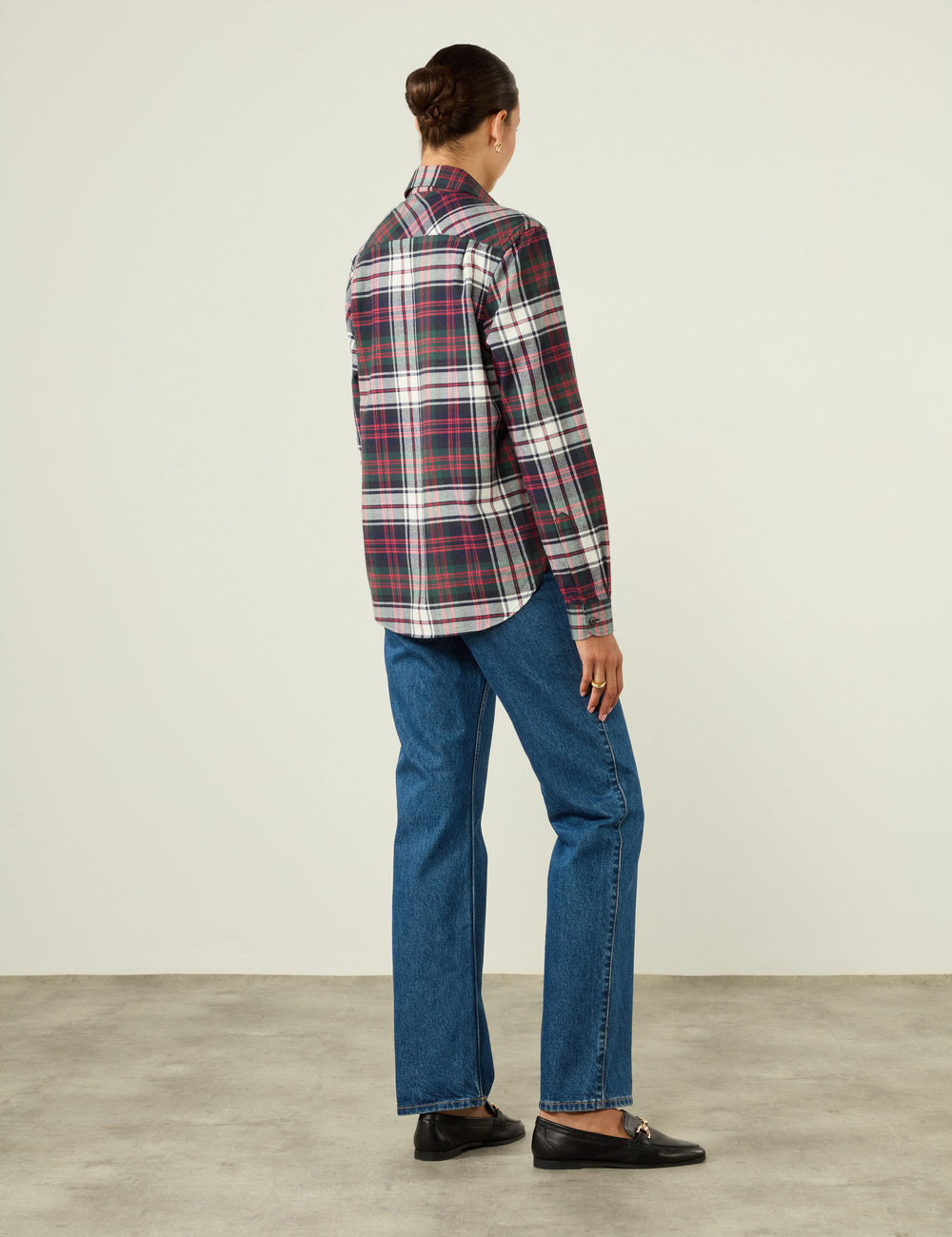 The Classic: Fine Brushed, White and Red Plaid