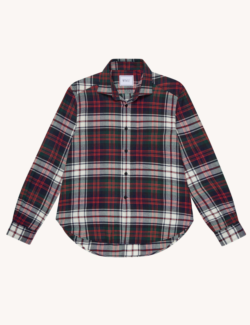 The Classic: Fine Brushed, White and Red Plaid