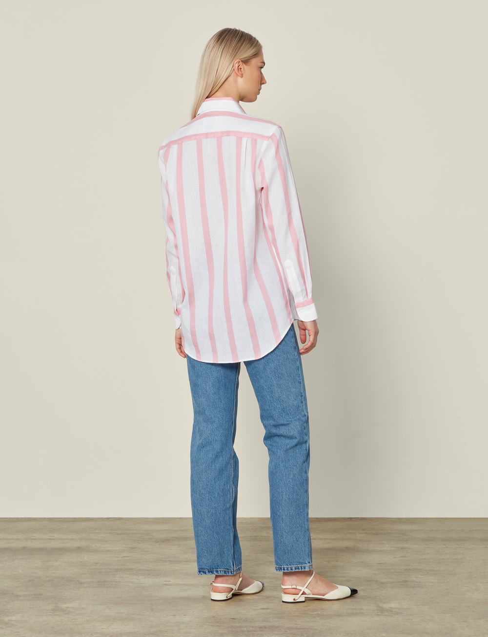 The Boyfriend: Weave, Grapefruit Pink Stripe