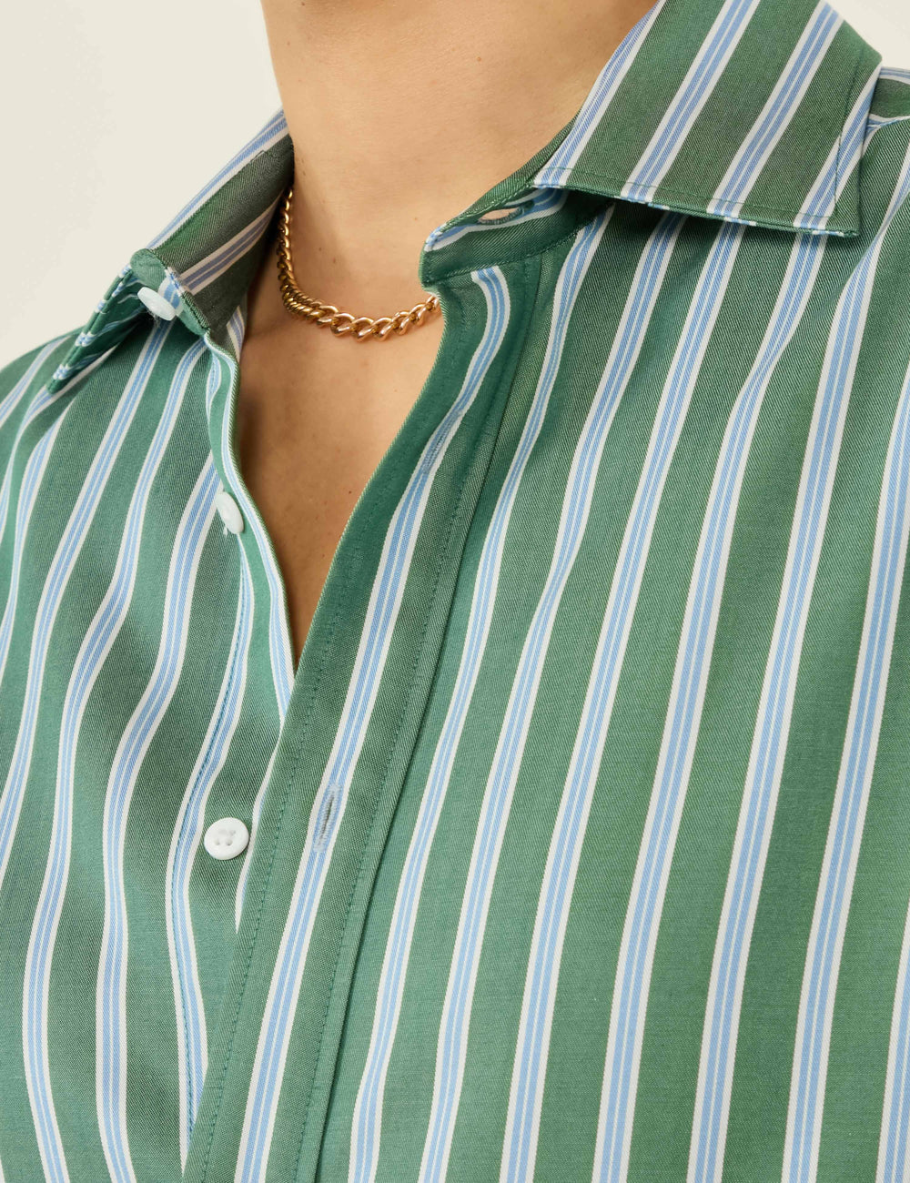 The Boyfriend: Tencel, Green Multi Stripe