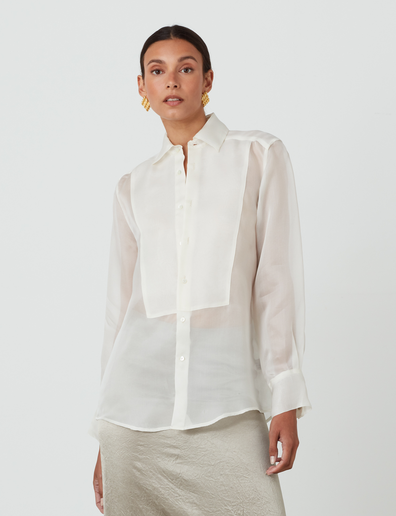 The Dress Shirt: Silk Organza, Ivory – With Nothing Underneath