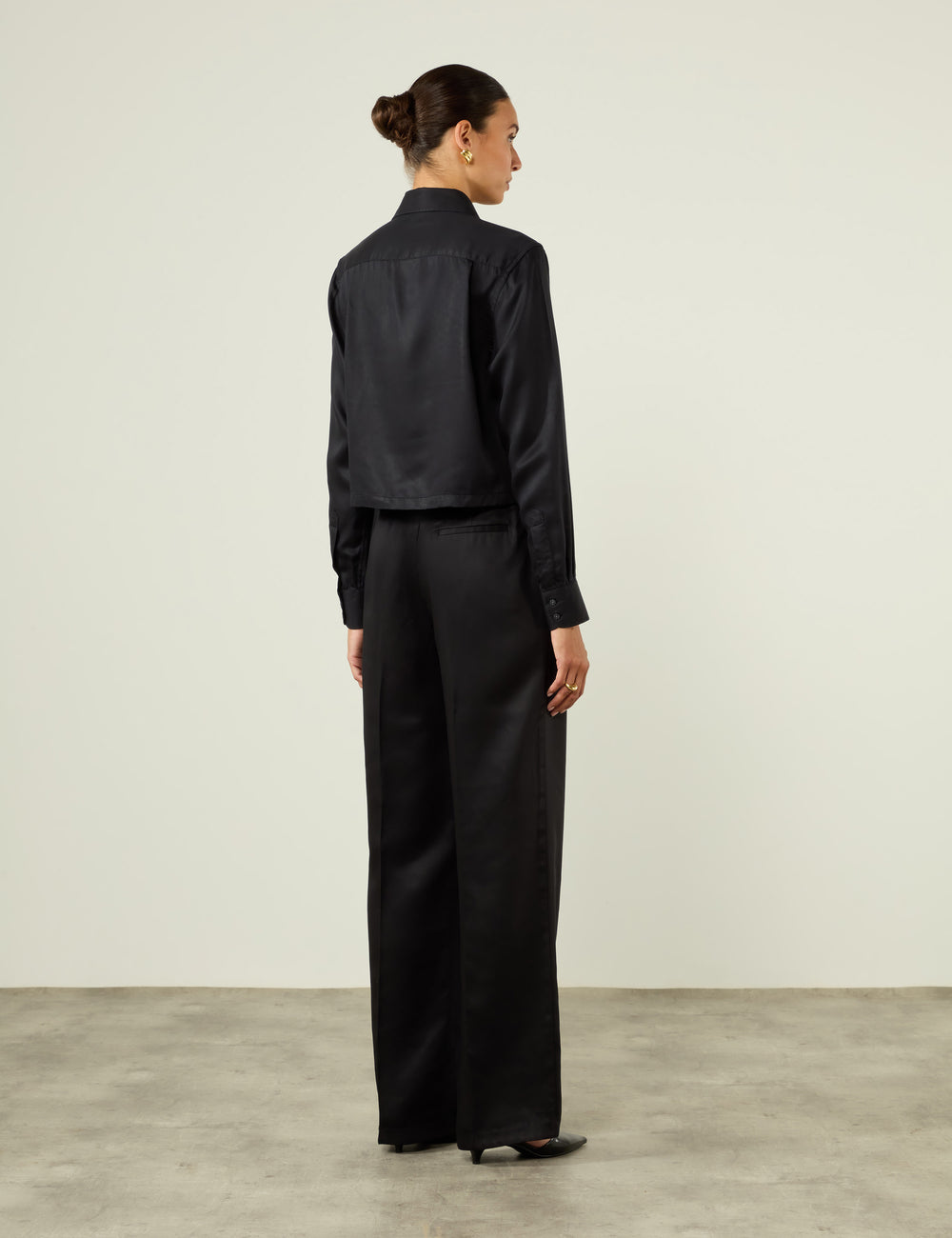 The Cropped: Tencel Satin, Black