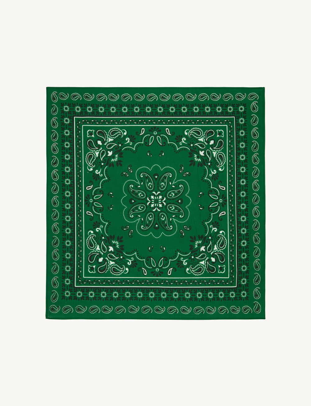 Neckerchief: Cotton, Green Paisley