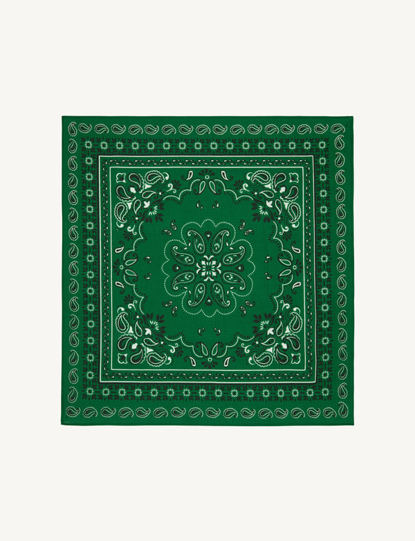 Neckerchief: Cotton, Green Paisley