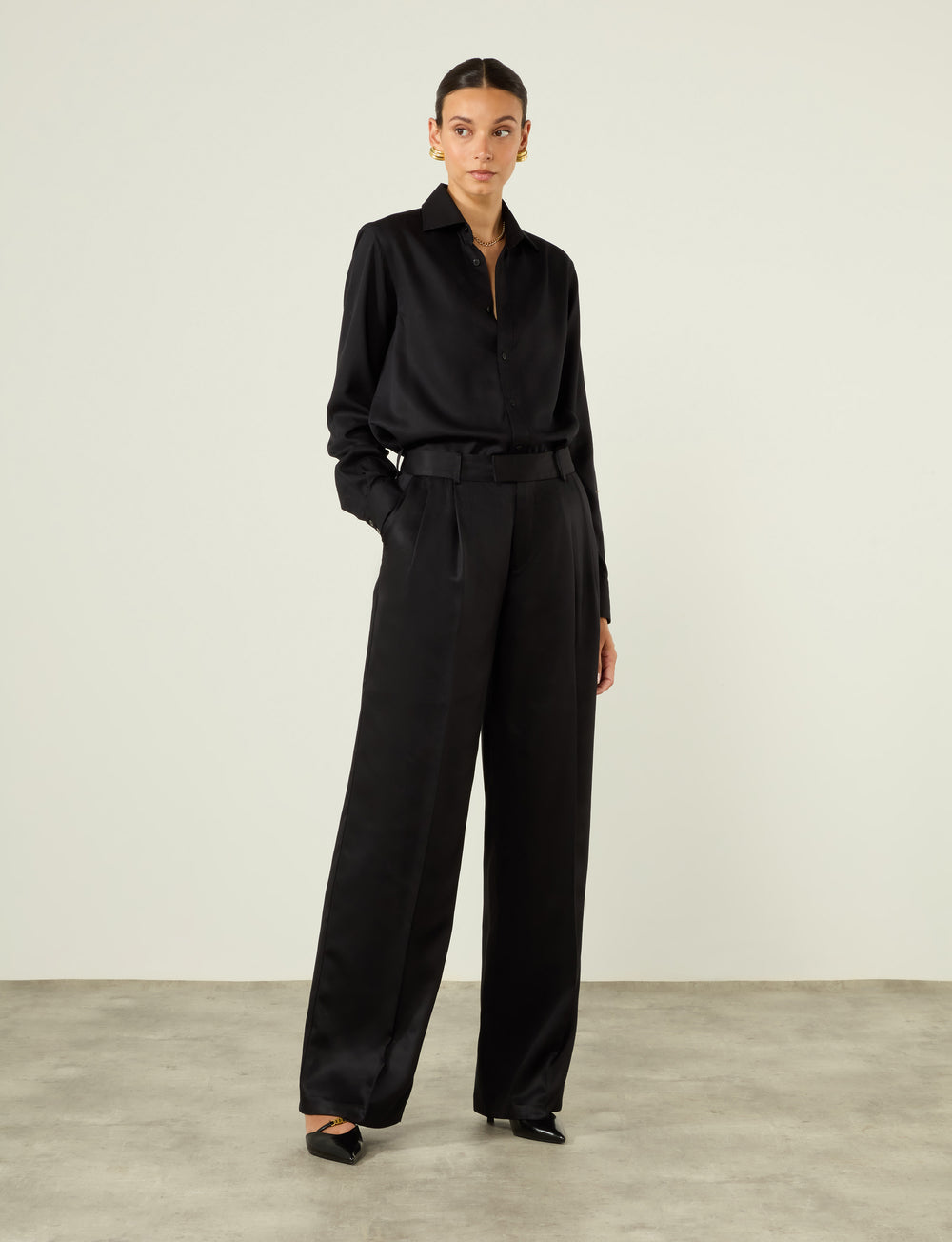 Rampling Trouser: Tencel Satin, Black