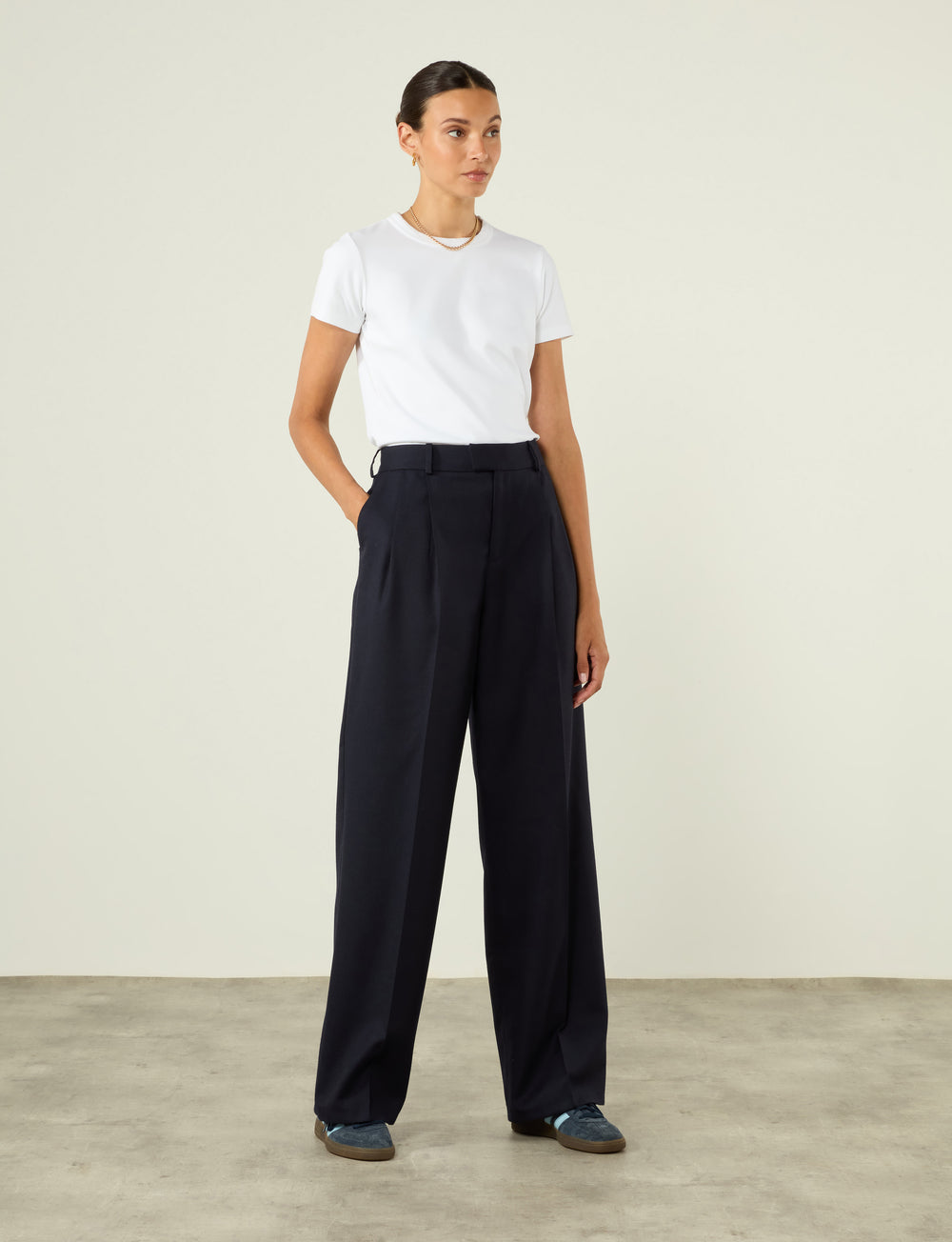 Rampling Trouser: Wool, Navy Blue