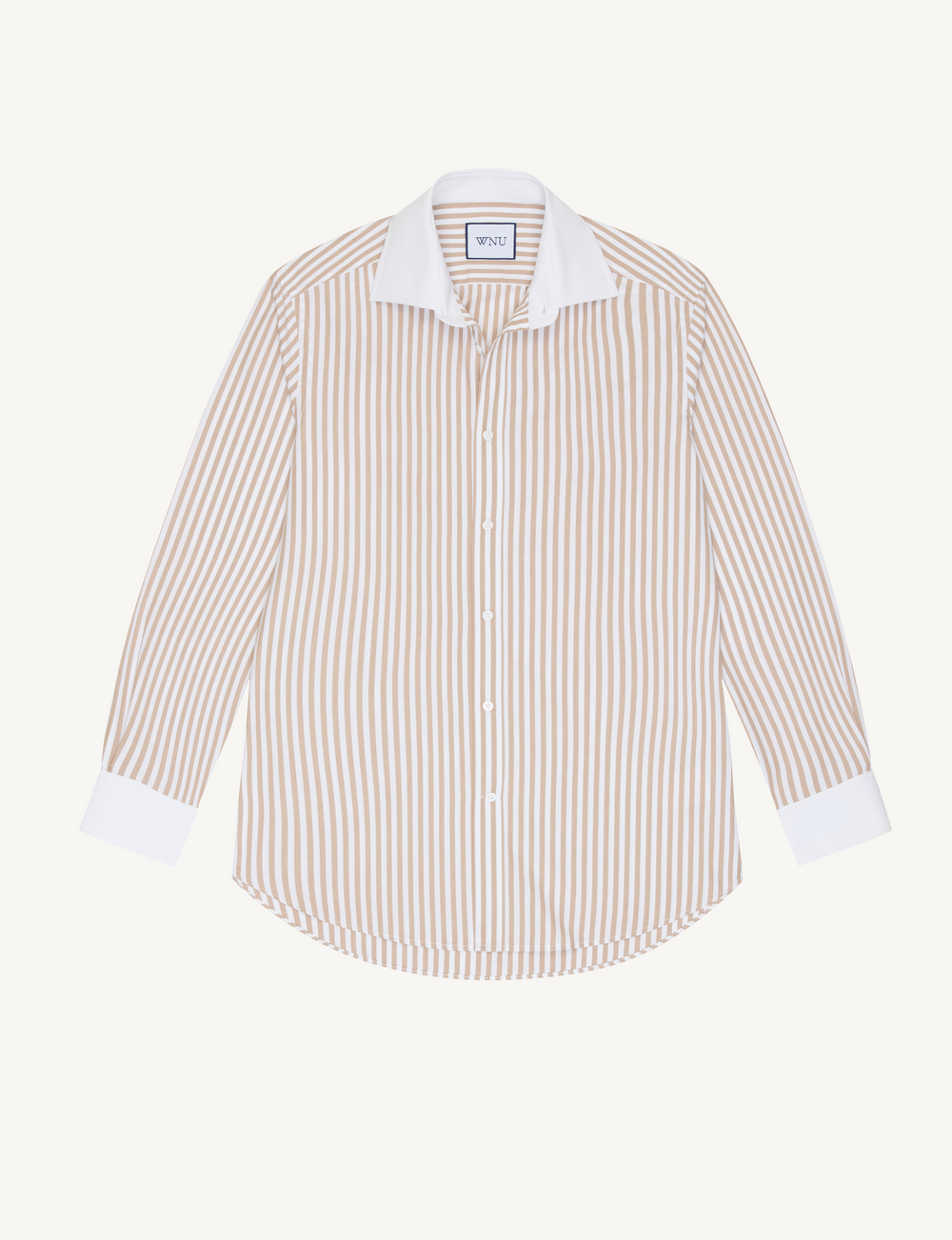 The Boyfriend Contrast: Fine Poplin, Latte Stripe