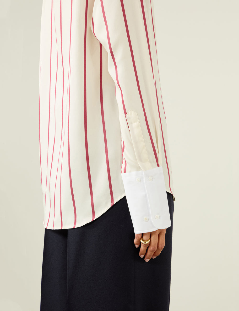 The Boyfriend Exaggerated Cuff: Tencel™ Lyocell, Burgundy Stripe