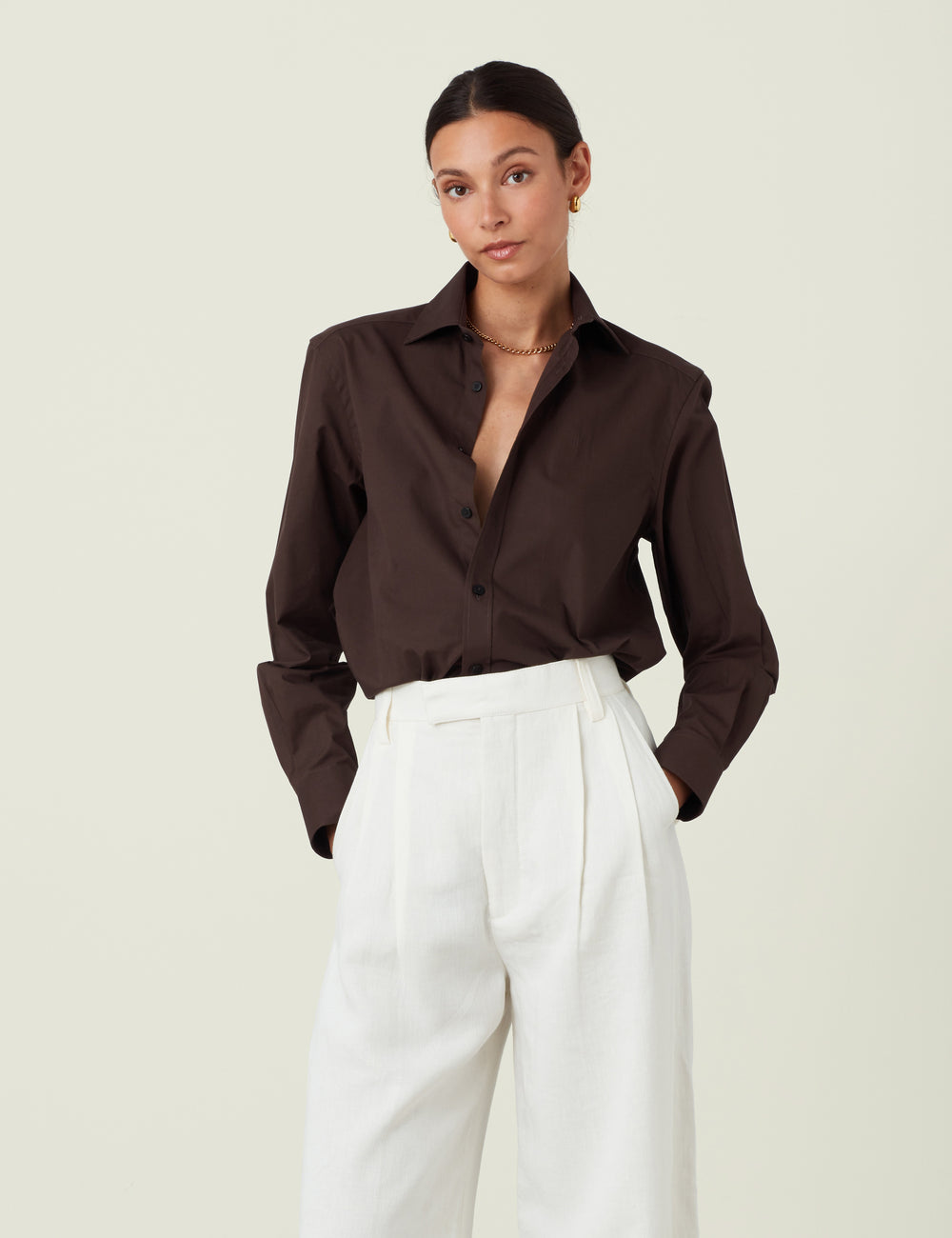 The Boyfriend: Fine Poplin, Chocolate