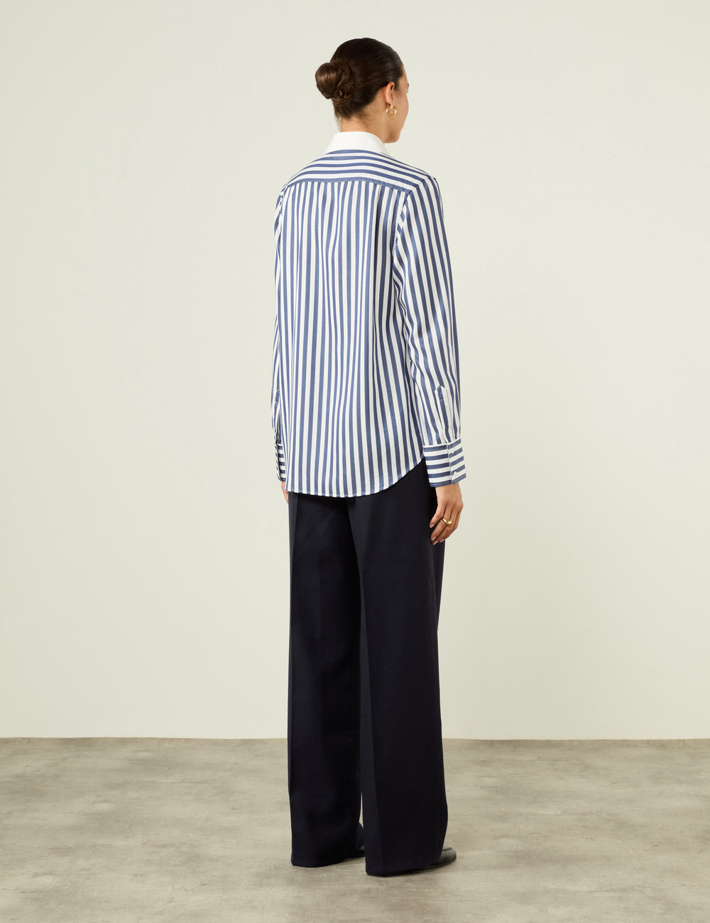 The Dress Shirt: Tencel, Navy Blue Stripe