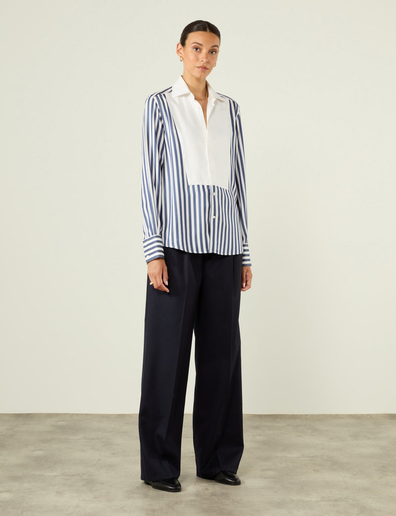 The Dress Shirt: Tencel, Navy Blue Stripe