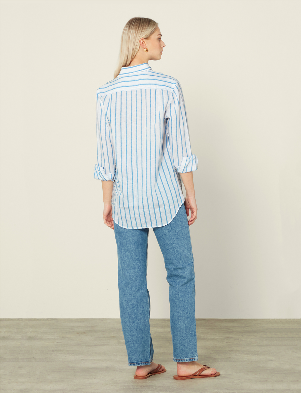 The Boyfriend: Linen, Blue Stripe