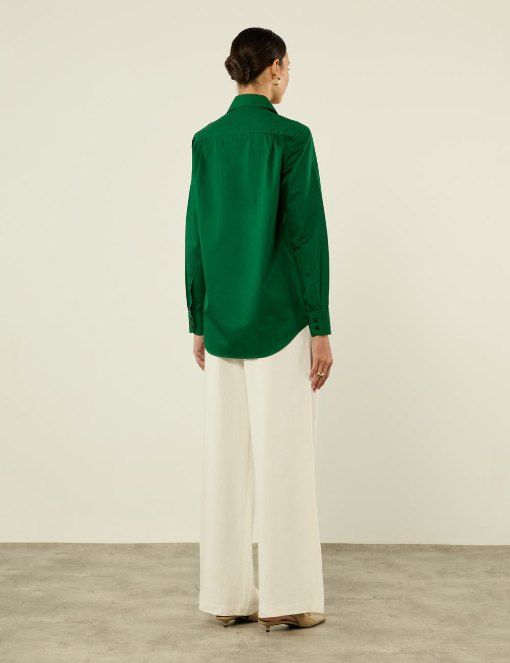 The Boyfriend: Fine Poplin, Emerald Green