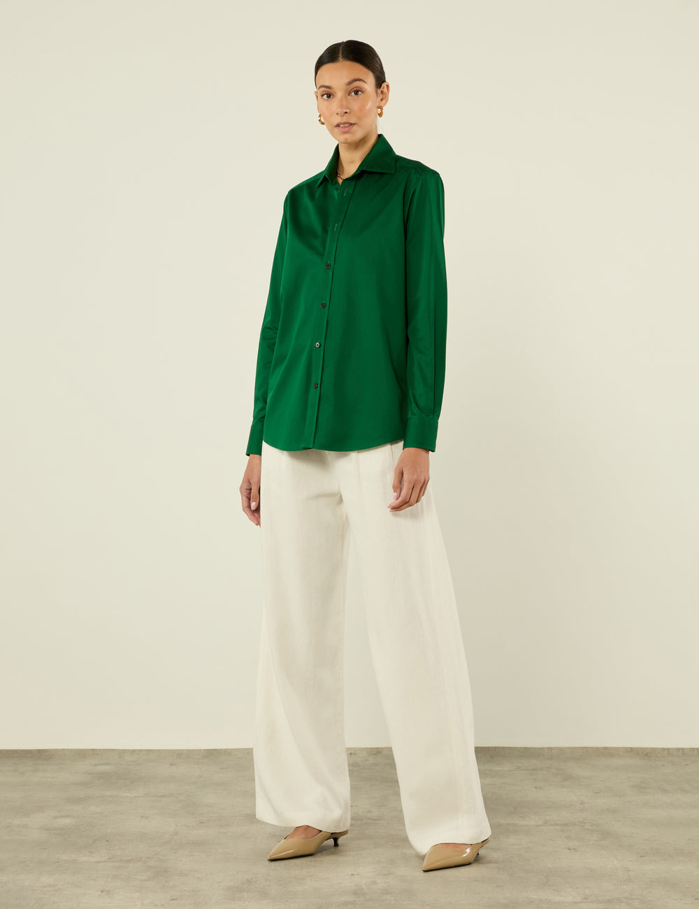 The Boyfriend: Fine Poplin, Emerald Green