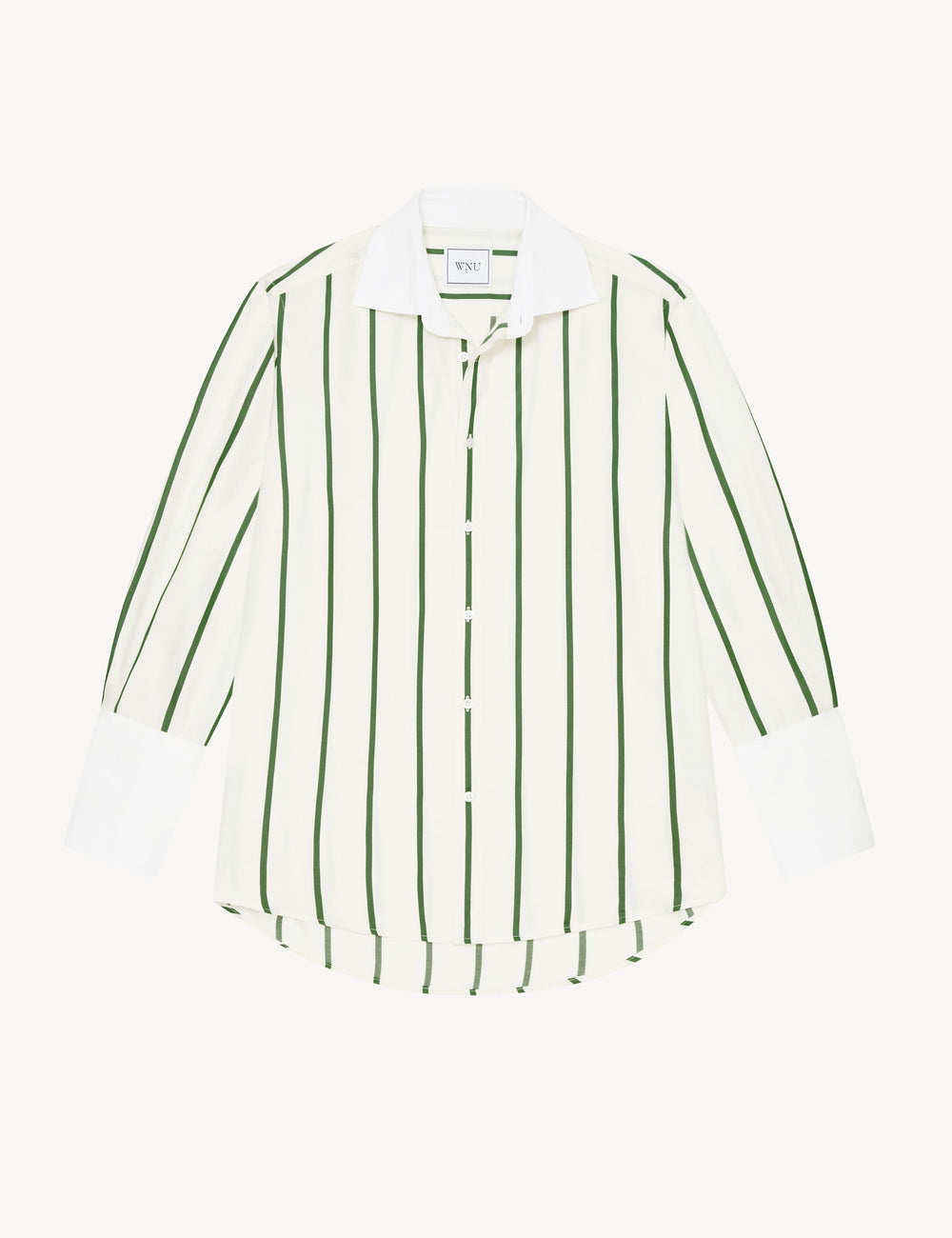 The Boyfriend Exaggerated Cuff: Tencel™ Lyocell, Green Stripe