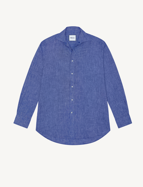 WNU Women's Lapis Blue Linen Boyfriend Shirt | With Nothing Underneath