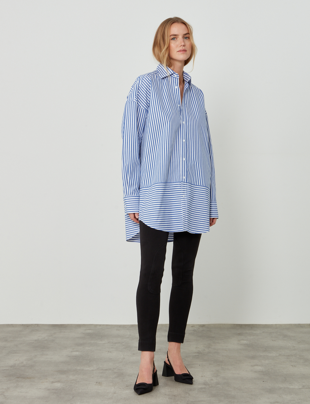 Molly: Fine Poplin, Royal Blue Stripe