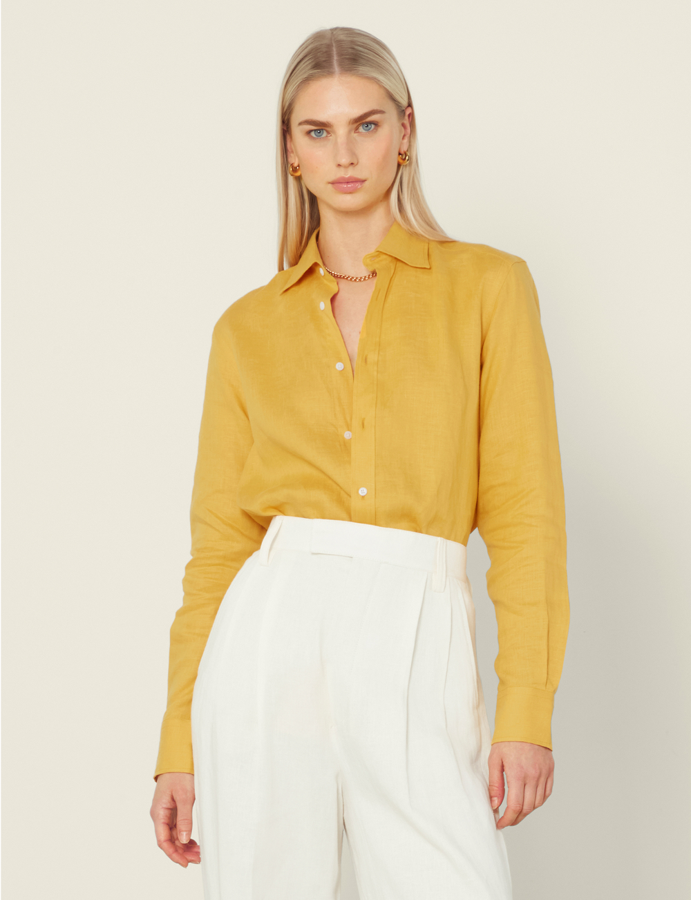 The Boyfriend: Linen, Mustard Yellow