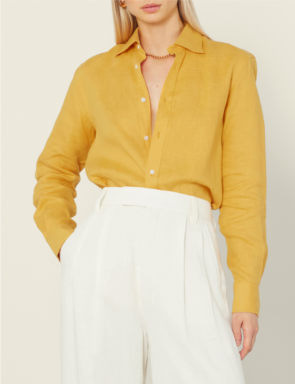 The Boyfriend: Linen, Mustard Yellow