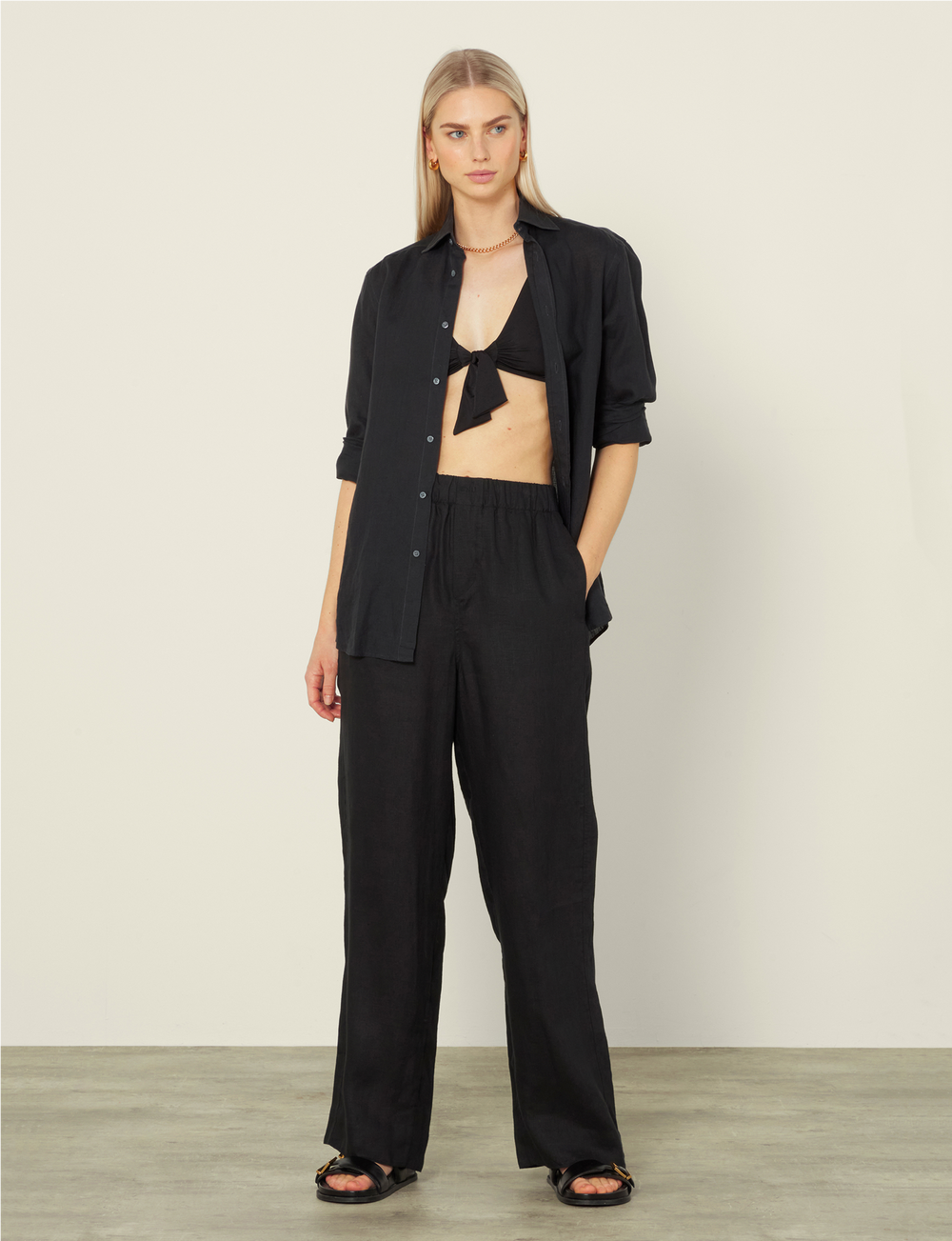 The Palazzo Set: Linen, Black