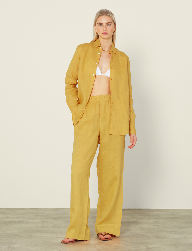 The Palazzo Set: Linen, Mustard Yellow